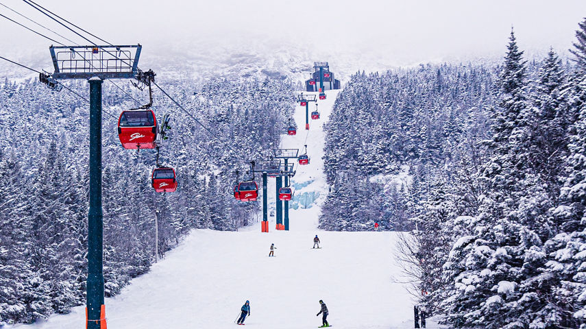 Wintry Scenic View of Chairlifts at Stowe