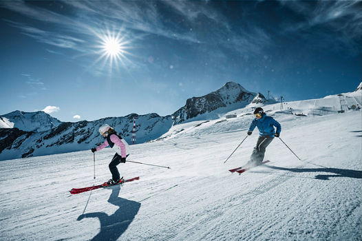 Skiers on Groomed Trail at Kitzsteinhorn