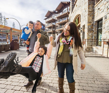 Family Walks through Village at Northstar