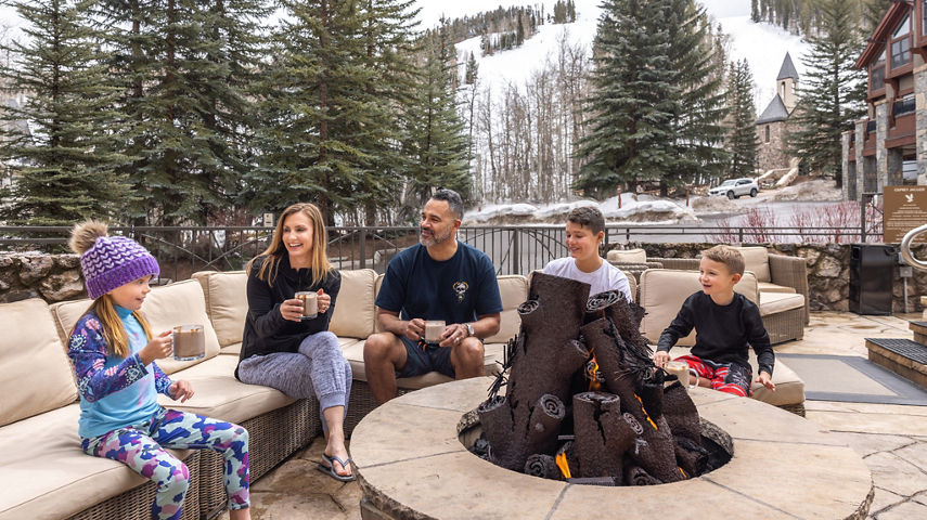 Family Enjoying Hot Cocoa at Beaver Creek