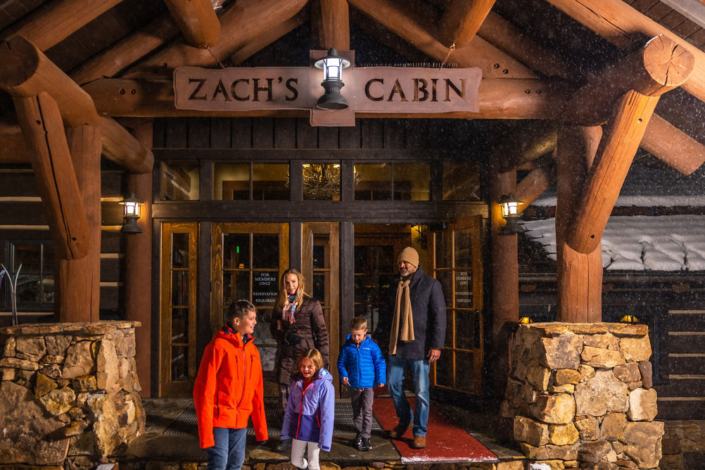 Jackson Family Eating at Zach's Cabin in Beaver Creek