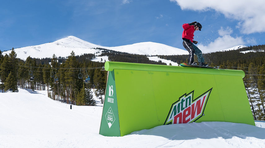 Mountain Dew Wall Ride at the Terrain Park in Breckenridge