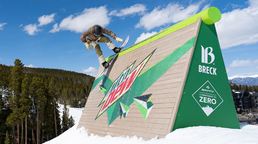 Mountain Dew Wall Ride at the Terrain Park in Breckenridge