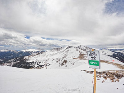Lake Chutes Sign Top of Peak 8 High Alpine Hike