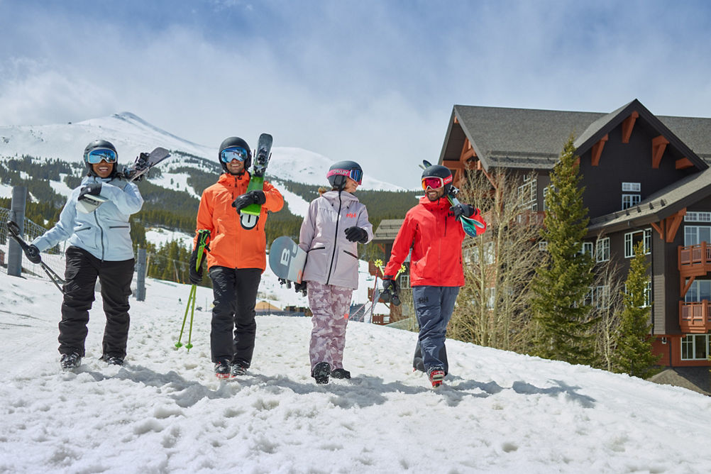 Friends Heading to Ski from One Ski Hill at Breckenridge Resort