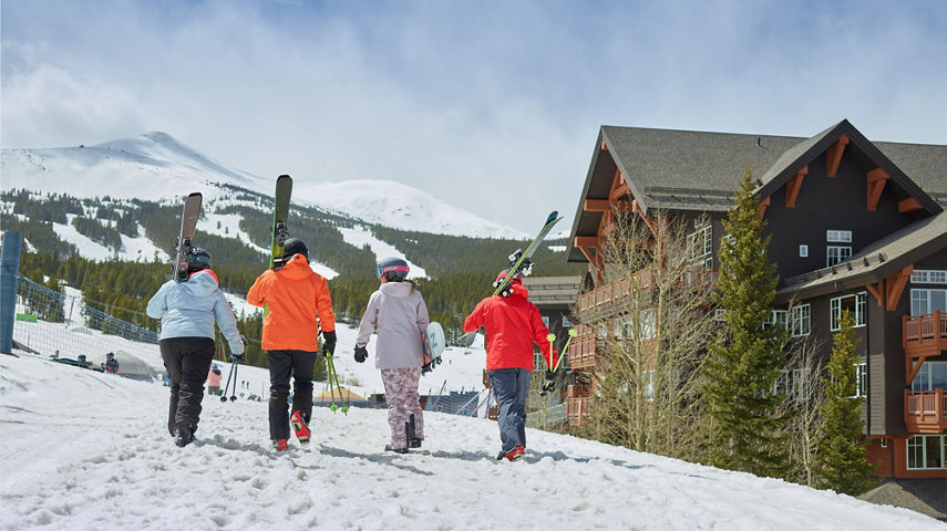 Friends Heading to Ski from One Ski Hill at Breckenridge Resort