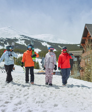 Friends Heading to Ski from One Ski Hill at Breckenridge Resort