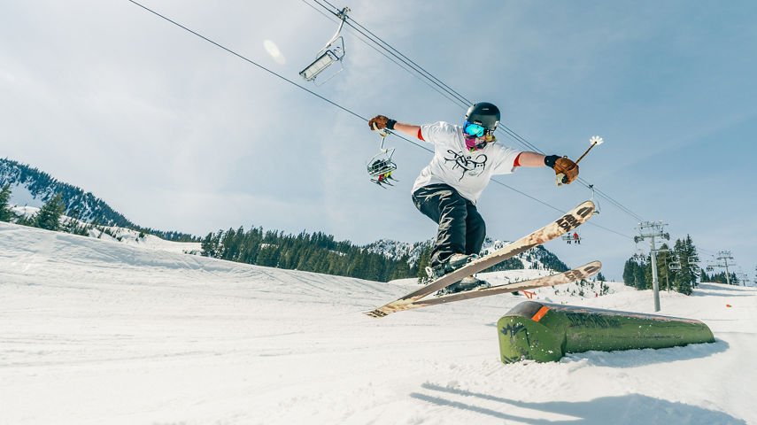 Guests throwing down in the Terrain Park at Stevens Pass