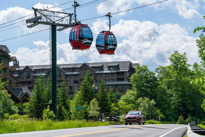 Scenic View of Bright Red Gondolas at Stowe