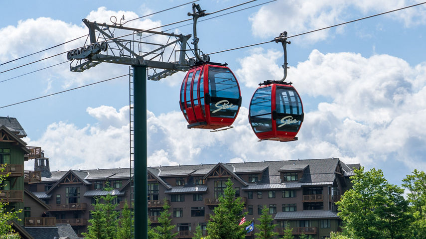 Scenic View of Bright Red Gondolas at Stowe