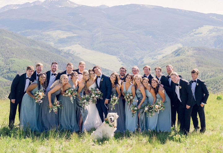 Summer Wedding Bridal Party at Holy Cross Event Deck at Vail