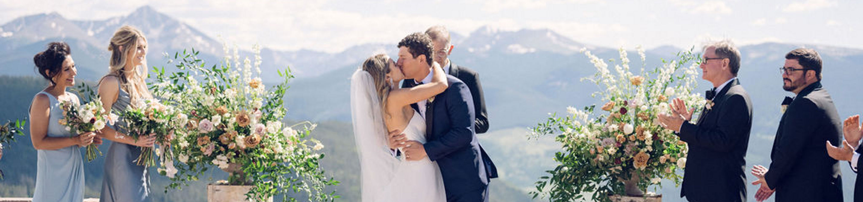 Summer Wedding Ceremony at Holy Cross Event Deck at Vail