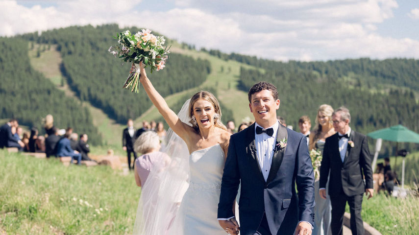 Summer Wedding Ceremony at Holy Cross Event Deck at Vail