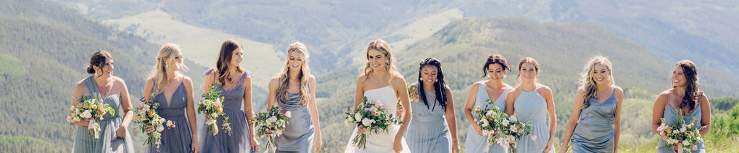 Summer Wedding Bridal Party at Holy Cross Event Deck at Vail