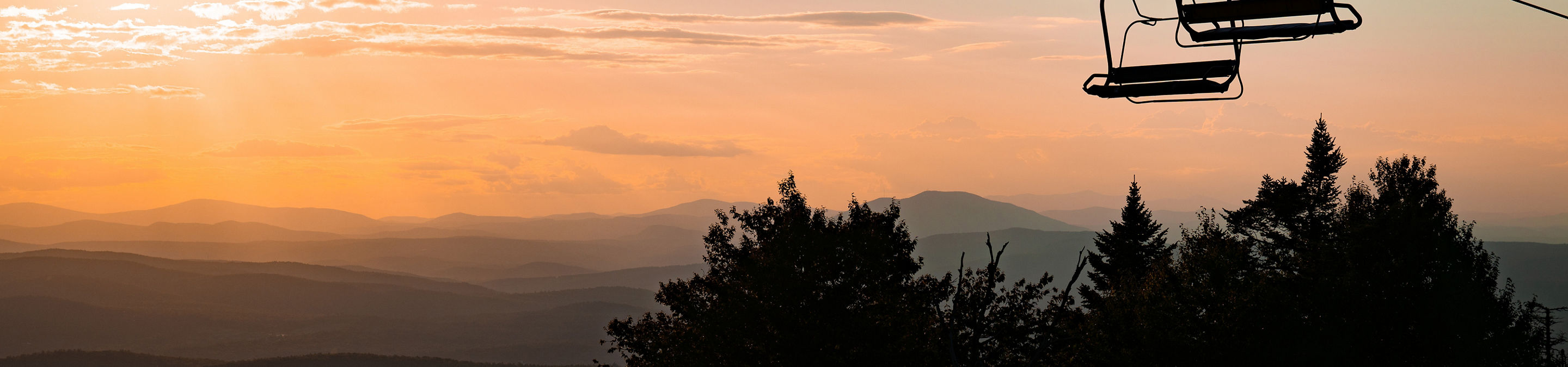 Scenic View of Chairlift at Mount Sunapee During Sunset
