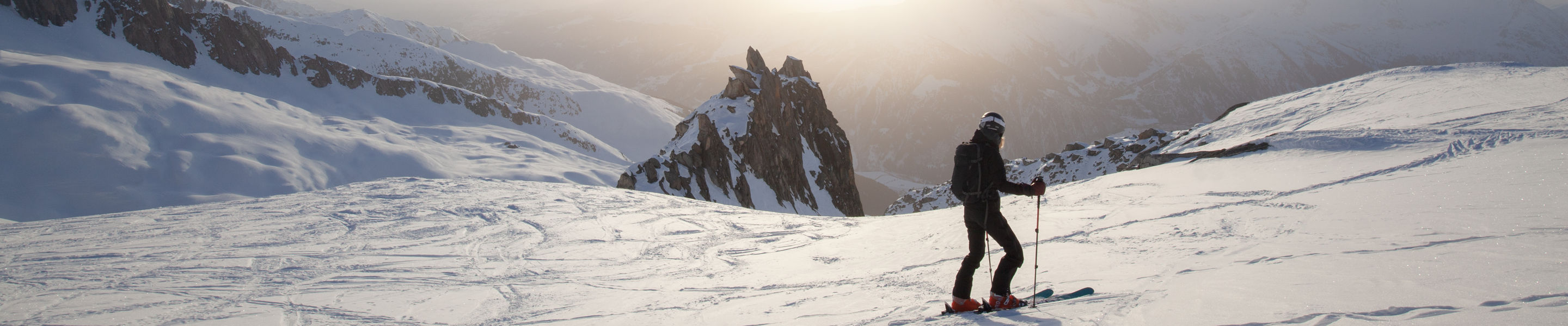 Woman Ski Touring in Lai Alv