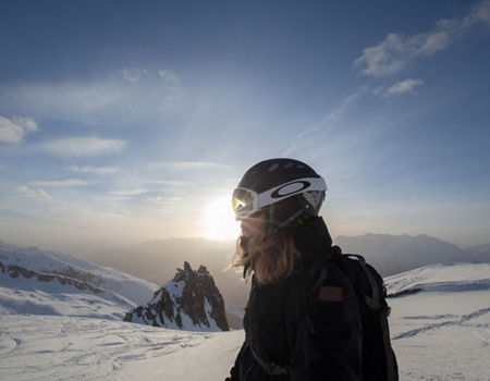 Woman Skiiing in Lai Alv