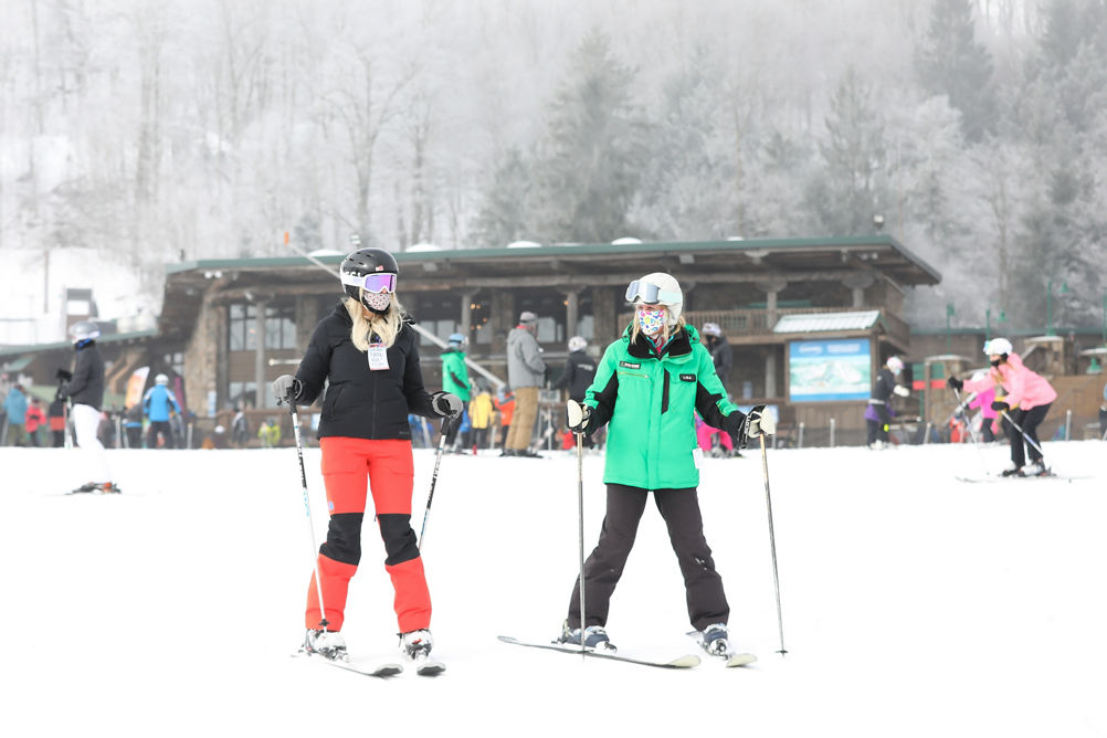Adult Ski Lesson in Beginner Area