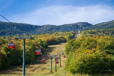Scenic View of Bright Red Gondolas at Stowe