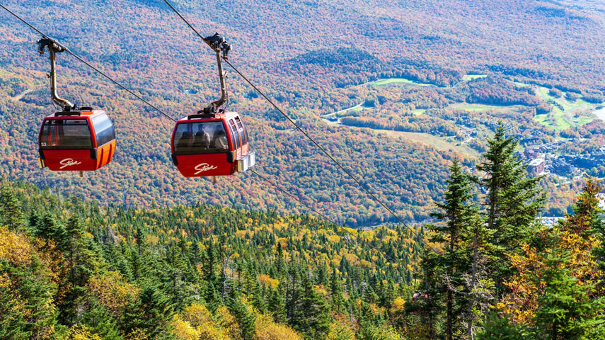 Scenic View of Bright Red Gondolas at Stowe