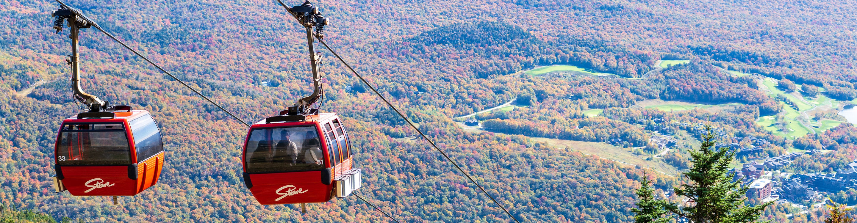 Scenic View of Bright Red Gondolas at Stowe
