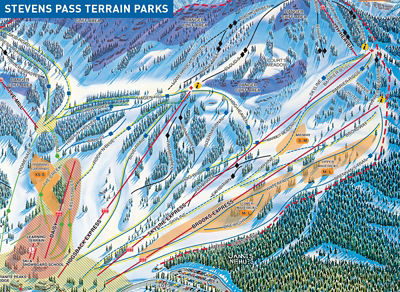 Stevens Pass Terrain Park Map 22/23 