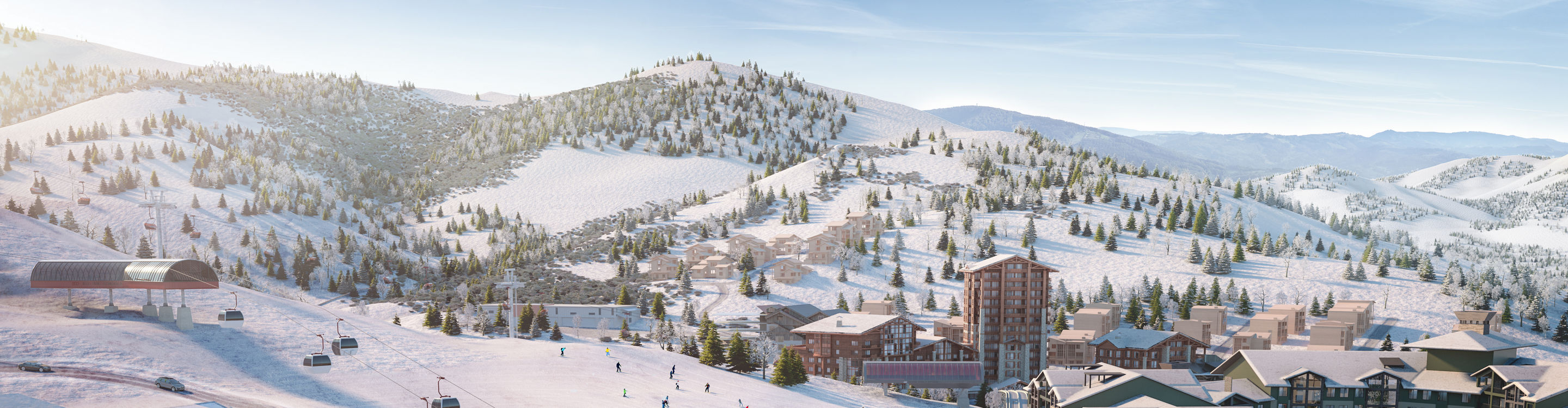 Development Renderings of Canyons Village - Aerial View in Winter