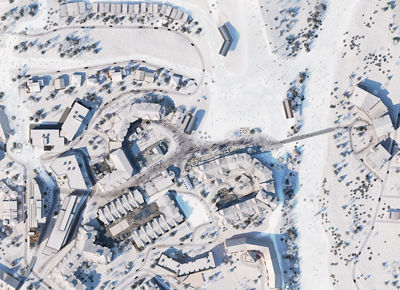 Development Renderings of Canyons Village - Birds Eye in Winter