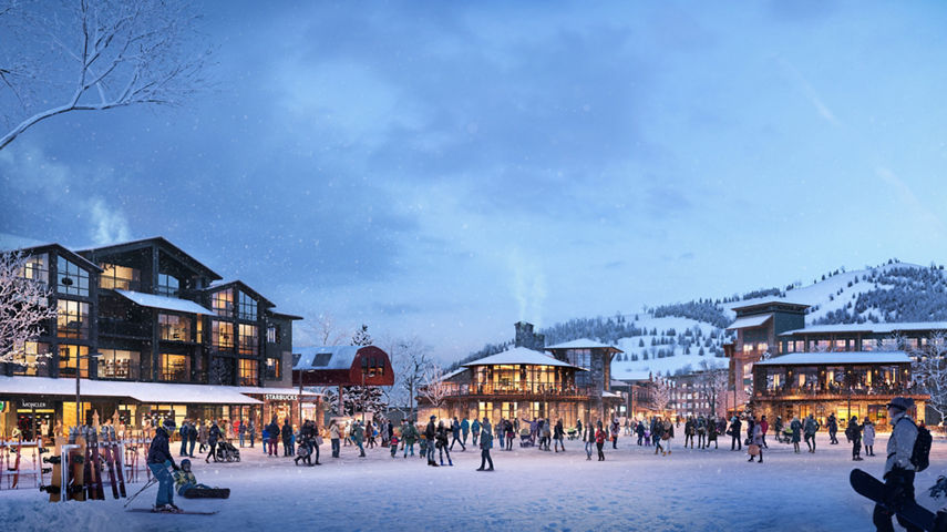 Development Renderings of Canyons Village - Ground View in Winter
