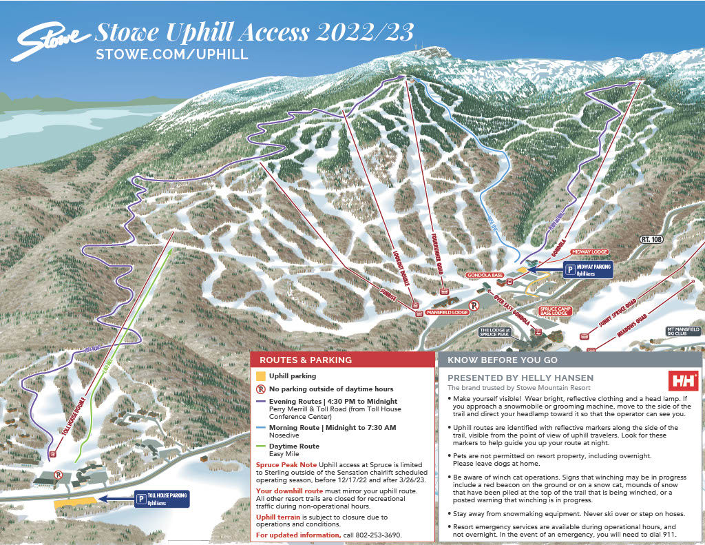 Stowe 2022-2023 Uphill Access Map