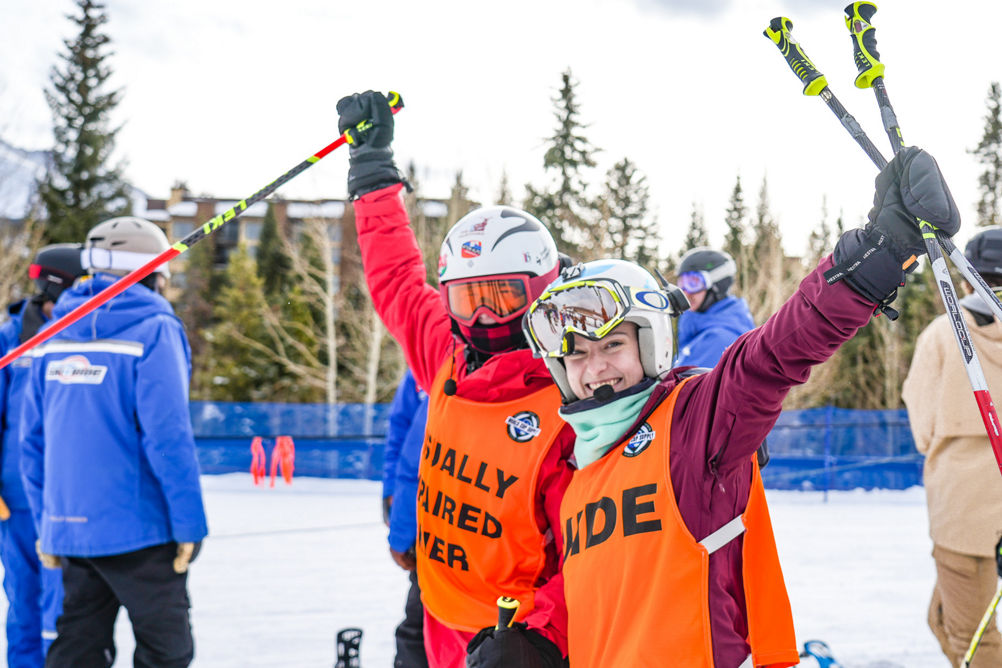 Visually Impaired Skier and Guide at Breck Ski Spectacular