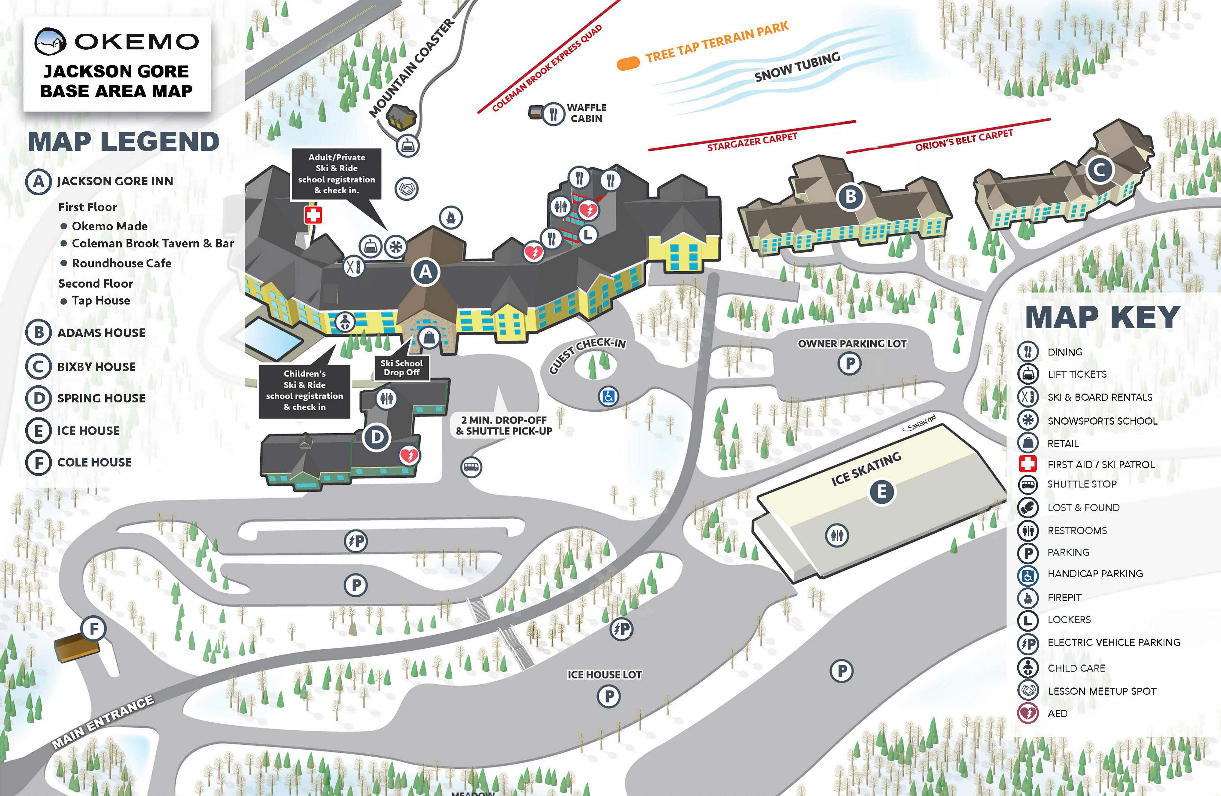 Okemo Jackson Gore Winter 2022-23 Base Area Map