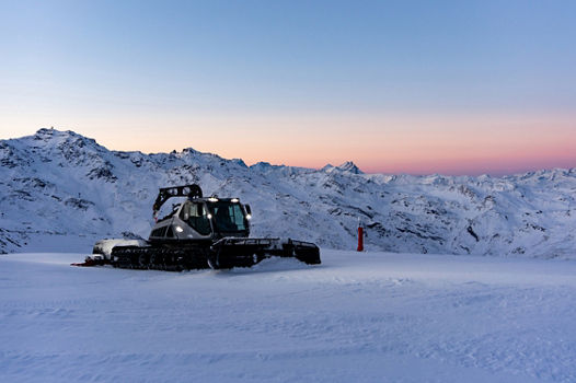 Snowcat Grooming Mountain at Les Menuires