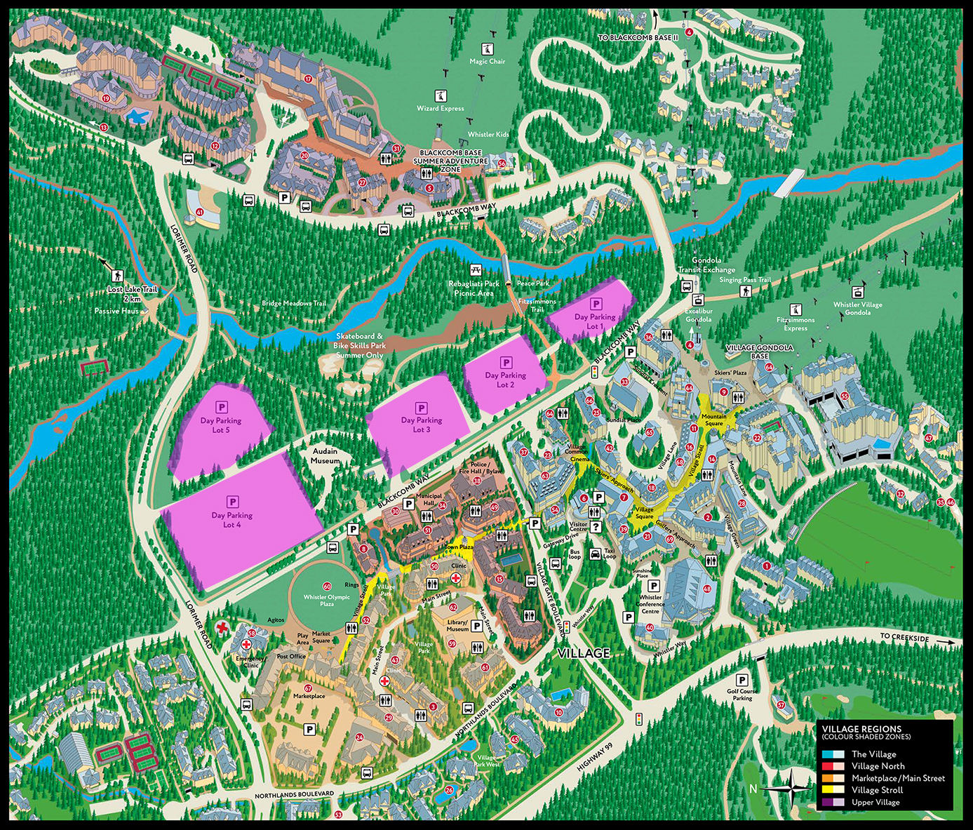 Whistler Blackcomb - Parking Day Lots 1-5 Maps