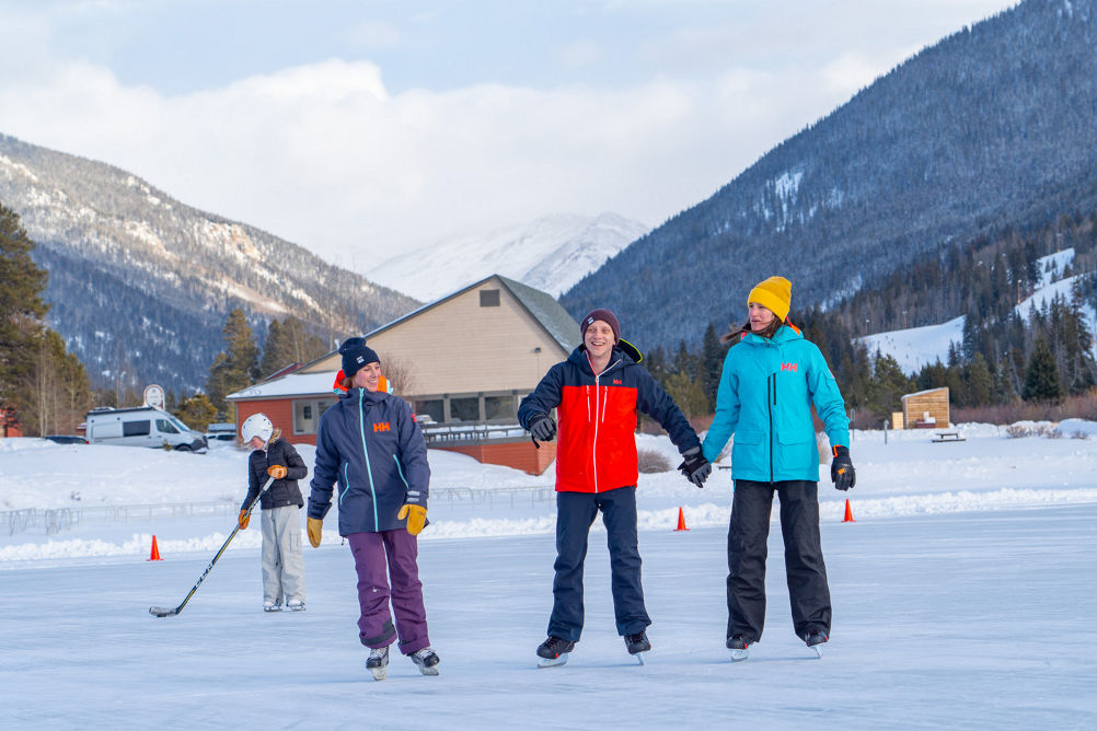 Friends Enjoy Ice Skating at Keystone Resort