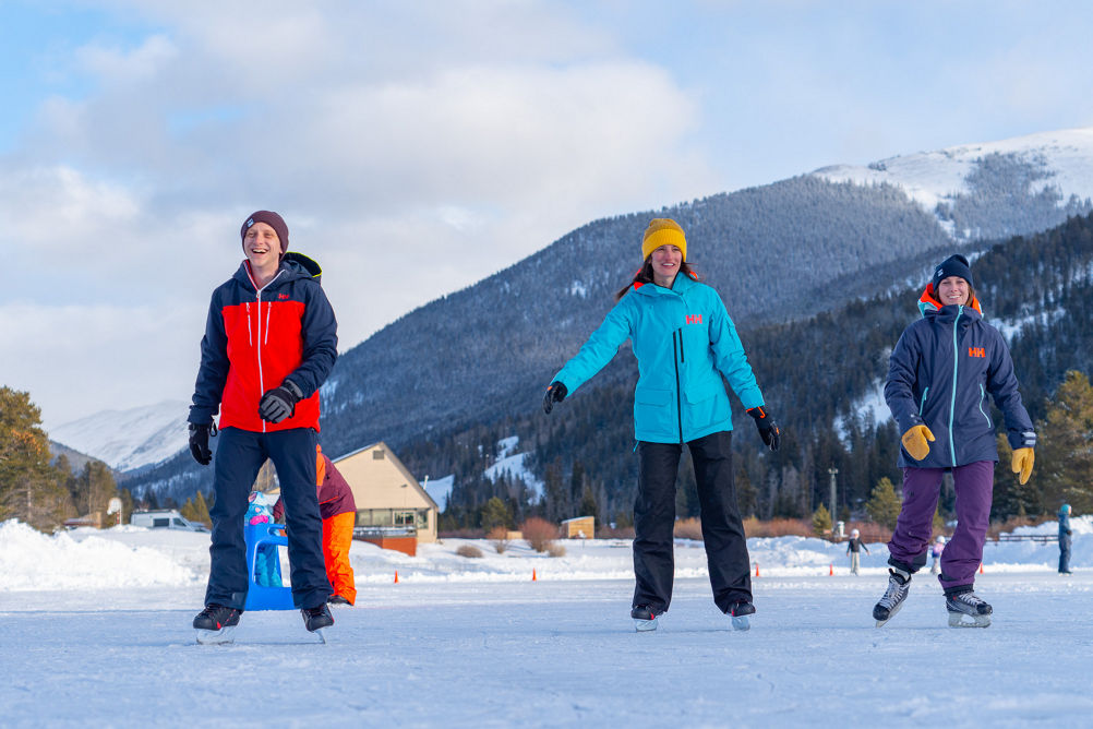 Friends Enjoy Ice Skating at Keystone Resort