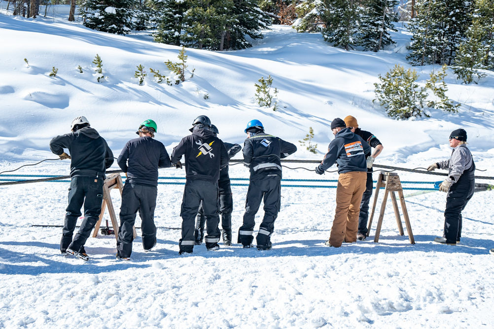cutting the ropes to open new ski lift