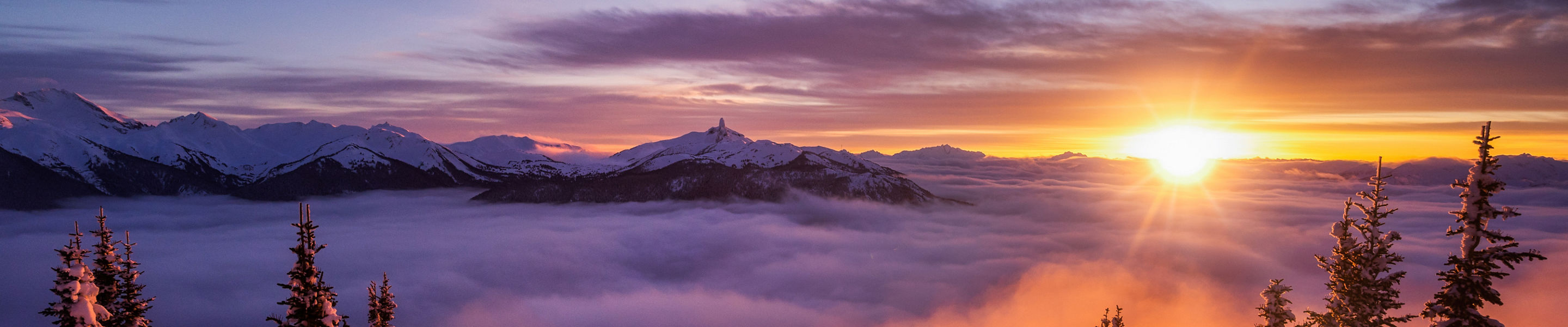 Wintery Sunrise at Whistler Blackcomb with Pink, Orange and Blue Tones