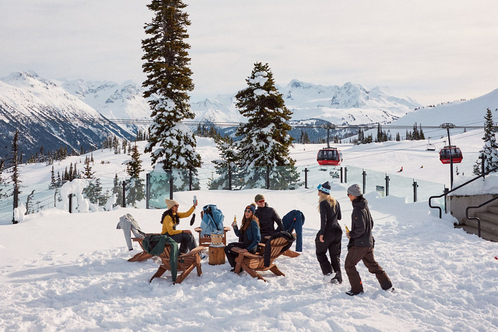 A Group of Friends Enjoy a Corona at Whistler Blackcomb