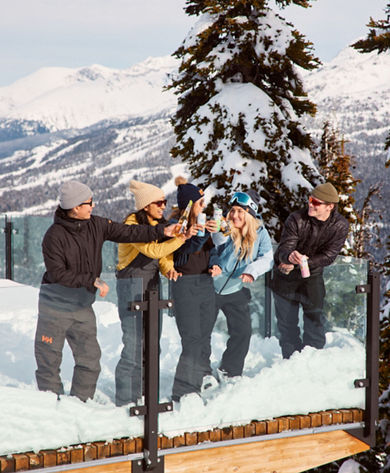 A Group of Friends Enjoy a Corona at Whistler Blackcomb