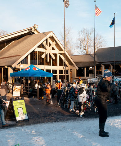 Resort Guests Hangout in front of Jack Frost Big Boulder Main Lodge