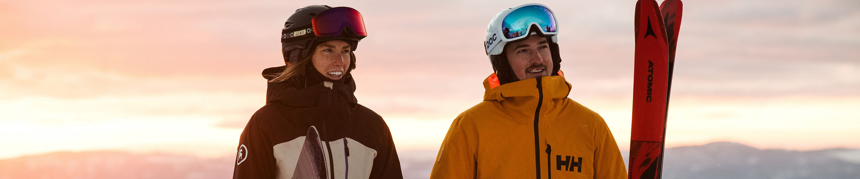 Skier and Snowboarder Enjoy the Sunrise at Park City