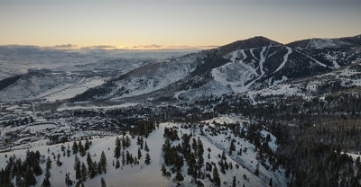 Aerial Landscape View of Sunrise at Park City