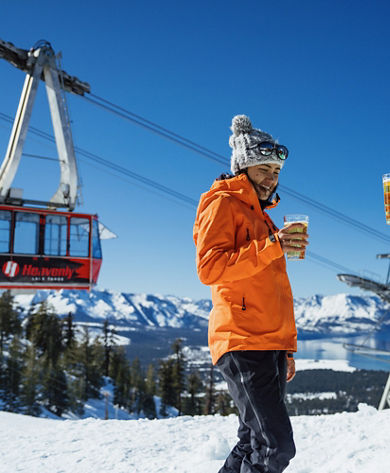 Resort Guests Enjoy a Beer from Tamarack Lodge at Heavenly