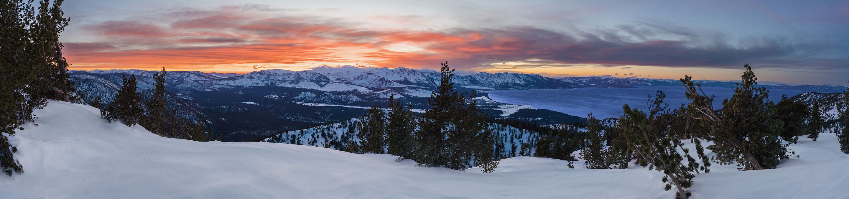 Scenic Sunset Panoramic of Lake Tahoe from Heavenly