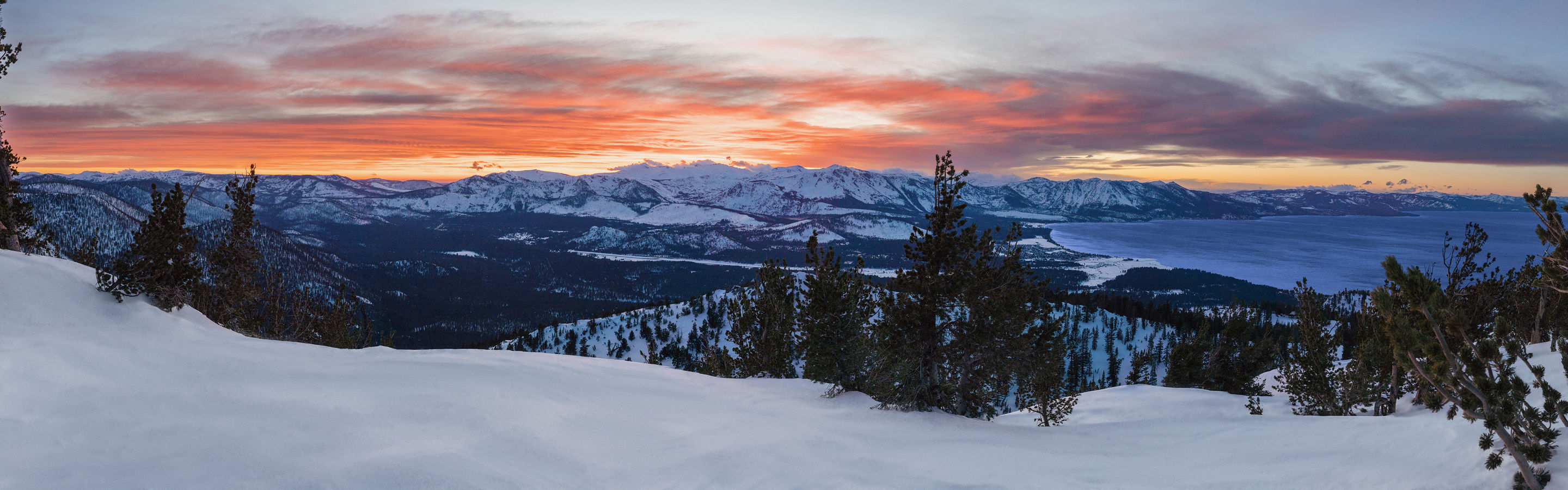 Scenic Sunset Panoramic of Lake Tahoe from Heavenly