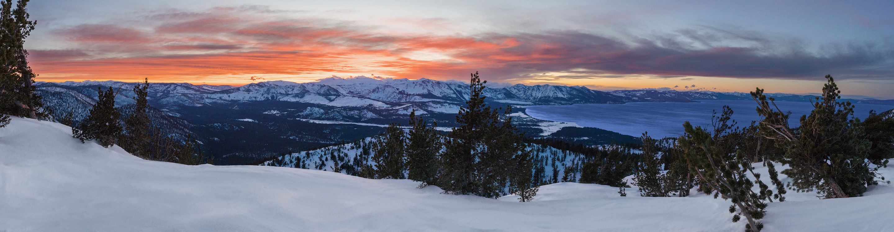 Scenic Sunset Panoramic of Lake Tahoe from Heavenly