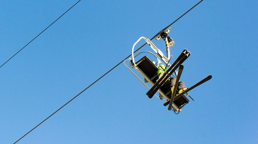 Friends Riding Chairlift at Crested Butte
