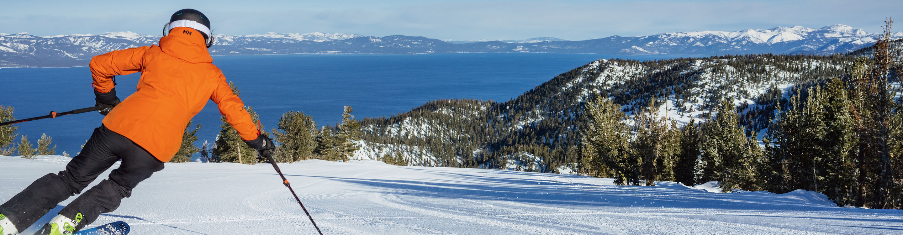 Skier Hits Speed on a Groomed Trail at Heavenly