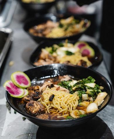 Ramen Bowls Being Prepared in the Back of House at Whistler Blackcomb's Glacier Creek Lodge